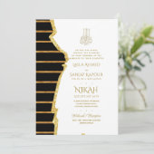 LeahG Black Gold Islamitische Moslim Trouwkaarten Kaart (Staand voorkant)