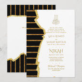 LeahG Black Gold Islamitische Moslim Trouwkaarten Kaart (Voorkant / Achterkant)