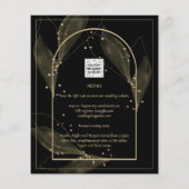 LeahG Black Gold Leaves Modern Wedding INVITE (Achterkant)