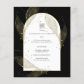 LeahG Black Gold Leaves Modern Wedding INVITE Flyer (Achterkant)