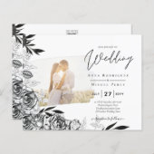 LeahG Black White Rozen Photo Overlay Wedding (Voorkant / Achterkant)