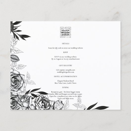 LeahG Black White Rozen Photo Overlay Wedding (Achterkant)