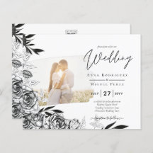 LeahG Black White Rozen Photo Overlay Wedding