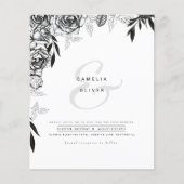 LeahG Black White Rozen Wedding Budget INVITE Flyer (Voorkant)
