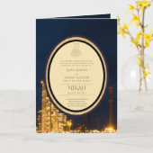 LeahG Blauwe Islamitische Moslim Bruiloft Nodigt N Kaart (Gele Bloem)