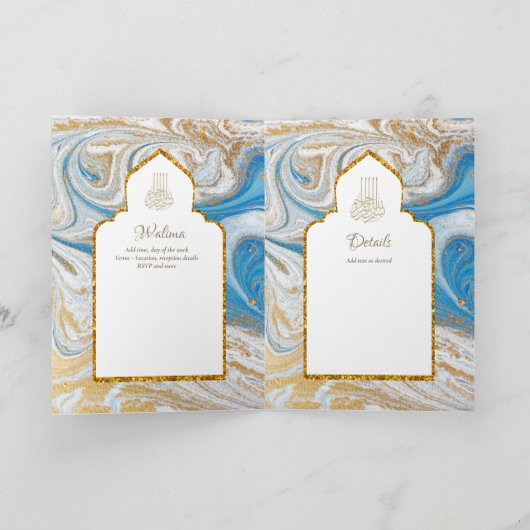 LeahG Blauwe Islamitische Moslim Bruiloft Nodigt N Kaart (Binnen)