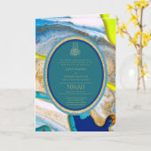 LeahG Blauwe Islamitische Moslim Bruiloft Nodigt N Kaart (Gele Bloem)