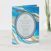 LeahG Blauwe Islamitische Moslim Bruiloft Nodigt N Kaart (Voorkant)