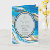 LeahG Blauwe Islamitische Moslim Bruiloft Nodigt N Kaart (Gele Bloem)