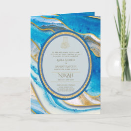 LeahG Blauwe Islamitische Moslim Bruiloft Nodigt N Kaart