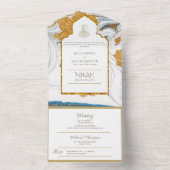 LeahG Blauwe Islamitische Moslim Trouw Uitnodiging (Binnen)