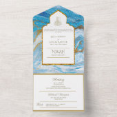 LeahG Blauwe Islamitische Moslim Trouw Uitnodiging (Binnen)