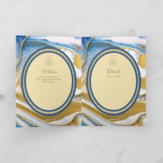 LeahG Blauwe islamitische moslim trouwkaarten Nika Kaart (Binnen)