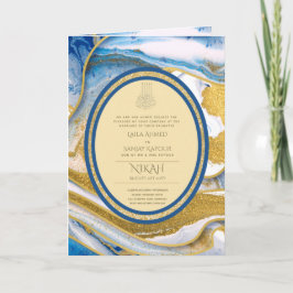 LeahG Blauwe islamitische moslim trouwkaarten Nika Kaart