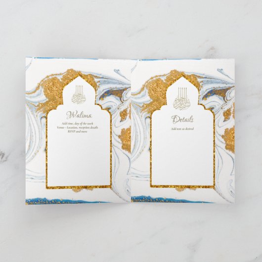 LeahG Blauwe islamitische moslim trouwkaarten Nika Kaart (Binnen)