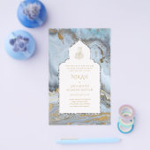 LeahG Blauwe islamitische moslim trouwuitnodiginge Flyer (Enkel)