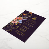 LeahG Bloem Islamitisch Moslim Huwelijk Nikah Bloe Folie Uitnodiging (Gedraaid)