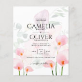 LeahG Blush Pink Calla Lily Wedding Invite Floral Flyer (Voorkant)