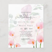 LeahG Blush Pink Calla Lily Wedding Invite Floral Flyer (Voorkant)