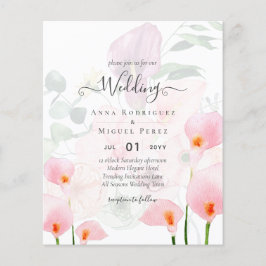 LeahG Blush Pink Calla Lily Wedding Invite Floral Flyer
