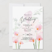 LeahG Blush Pink Calla Lily Wedding Invite Floral Kaart (Voorkant)