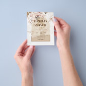 LeahG Blush Pink Champagne Floral Wedding Invite Flyer (Hand)