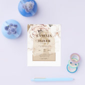 LeahG Blush Pink Champagne Floral Wedding Invite Flyer (Enkel)