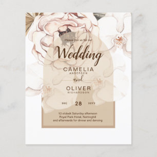LeahG Blush Pink Champagne Floral Wedding Invite Flyer
