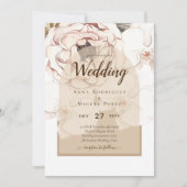 LeahG Blush Pink Champagne Floral Wedding Invite Kaart (Voorkant)