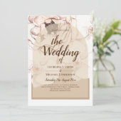LeahG Blush Pink Champagne Floral Wedding Invite Kaart (Staand voorkant)