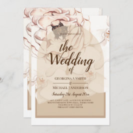 LeahG Blush Pink Champagne Floral Wedding Invite Kaart