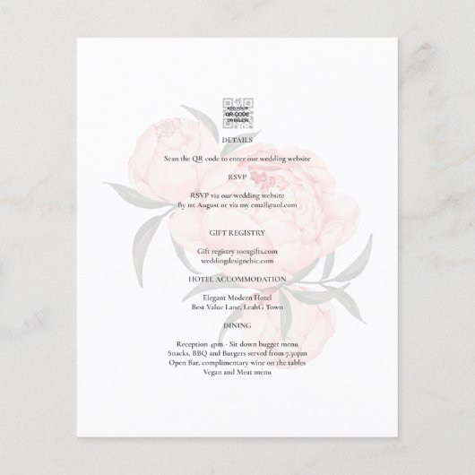 LeahG Blush Pink Floral OVERLAY Text Wedding (Achterkant)