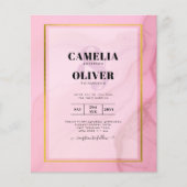 LeahG Blush Pink Gold INK Ombre Wedding INVITE (Voorkant)