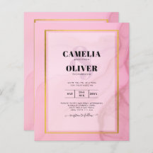 LeahG Blush Pink Gold INK Ombre Wedding INVITE