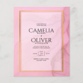 LeahG Blush Pink Gold INK Ombre Wedding INVITE (Voorkant)