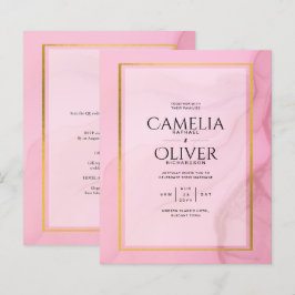 LeahG Blush Pink Gold INK Ombre Wedding INVITE