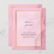 LeahG Blush Pink Gold INK Ombre Wedding INVITE