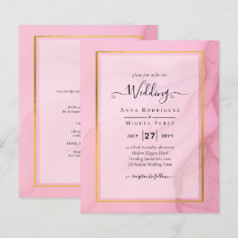 LeahG Blush Pink Gold INK Ombre Wedding INVITE