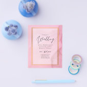 LeahG Blush Pink Gold INK Ombre Wedding INVITE Flyer (Enkel)