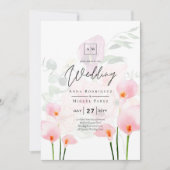 LeahG Blush Roze Calla Lelie Trouw Uitnodiging Blo (Voorkant)