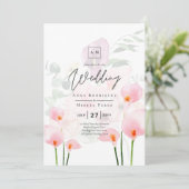 LeahG Blush Roze Calla Lelie Trouw Uitnodiging Blo (Staand voorkant)