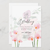 LeahG Blush Roze Calla Lelie Trouw Uitnodiging Blo (Voorkant / Achterkant)