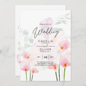 LeahG Blush Roze Calla Lelie Trouw Uitnodiging Blo (Voorkant / Achterkant)
