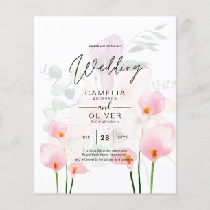LeahG Blush Roze Calla lelie Trouw Uitnodiging Blo Flyer