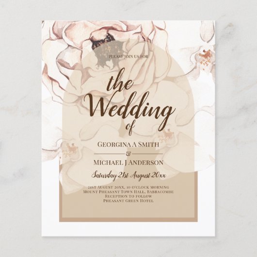 LeahG Blush Roze Champagne Bloemachtige Trouw Uitn Flyer (Voorkant)