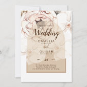 LeahG Blush Roze Champagne Bloemachtige Trouw Uitn Kaart (Voorkant)