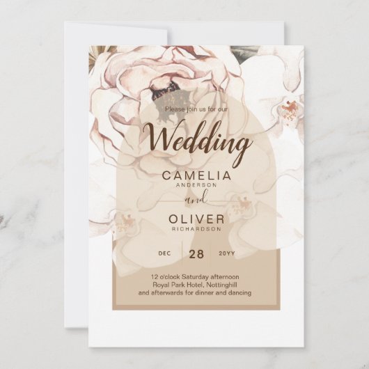 LeahG Blush Roze Champagne Bloemachtige Trouw Uitn Kaart (Voorkant)