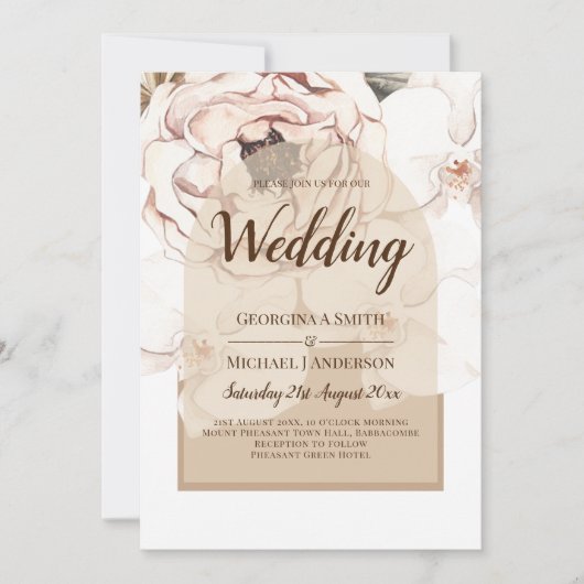 LeahG Blush Roze Champagne Bloemachtige Trouw Uitn Kaart (Voorkant)