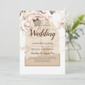 LeahG Blush Roze Champagne Bloemachtige Trouw Uitn Kaart (Staand voorkant)