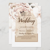 LeahG Blush Roze Champagne Bloemachtige Trouw Uitn Kaart (Voorkant / Achterkant)